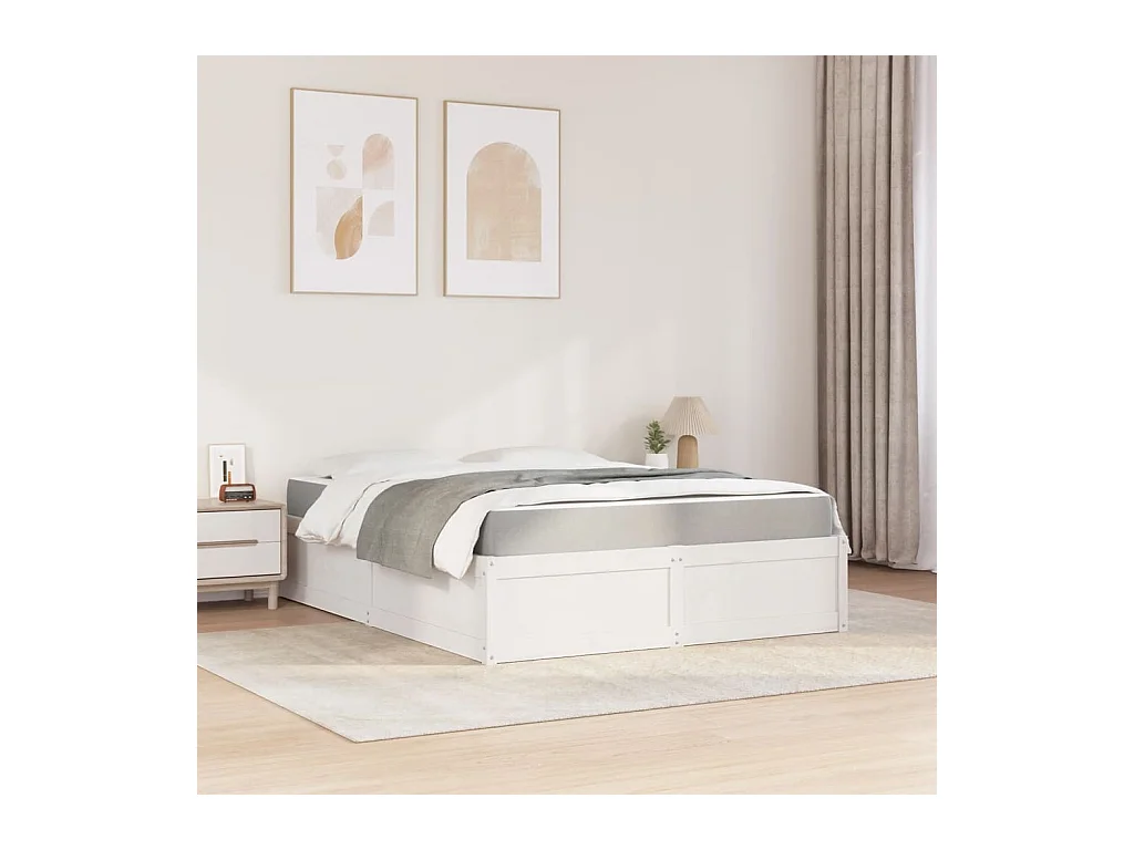 Bed met matras massief grenenhout wit 140x200 cm BE979651