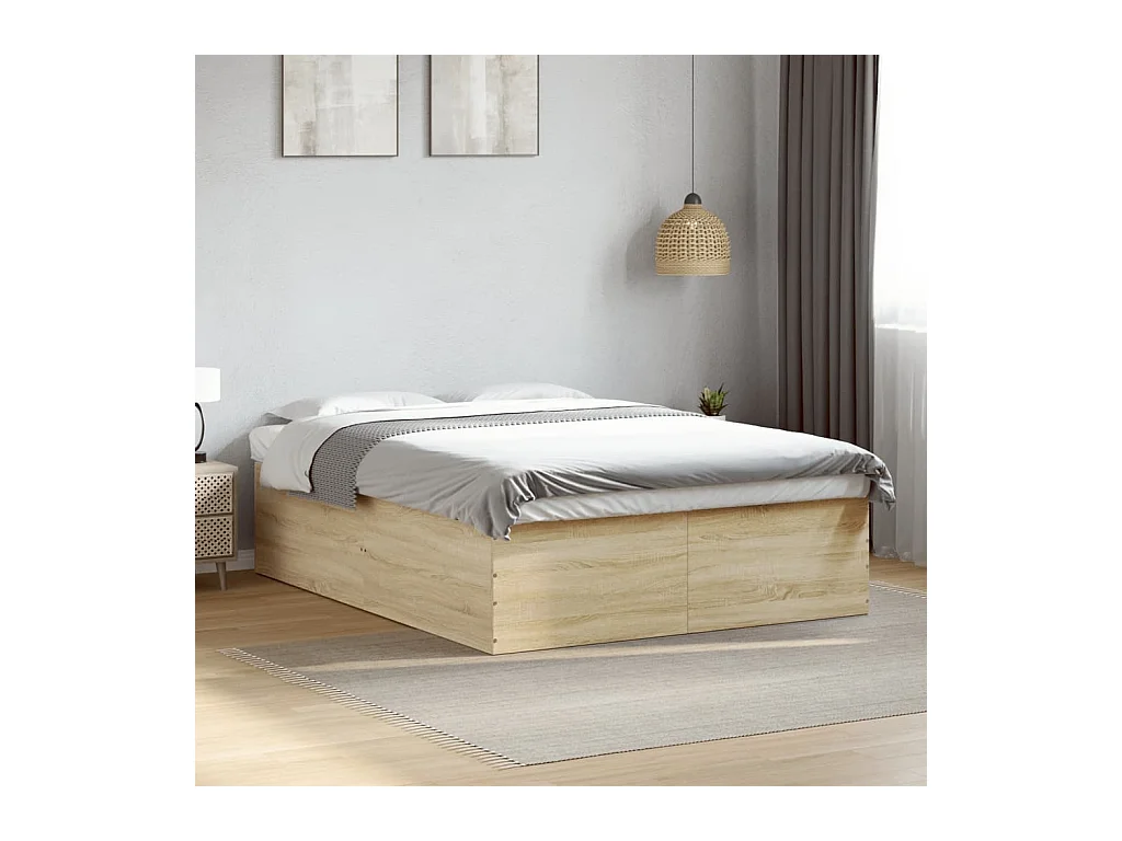 Lit double chêne sonoma 150x200 cm bois d'ingénierie FR68575