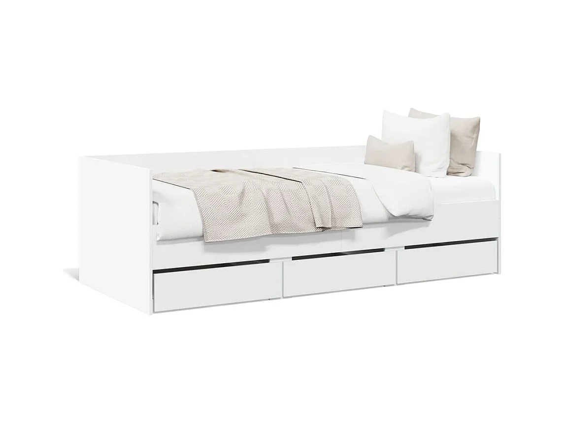 Lit de jour avec tiroirs blanc 90x190 cm bois d'ingénierie FR98417