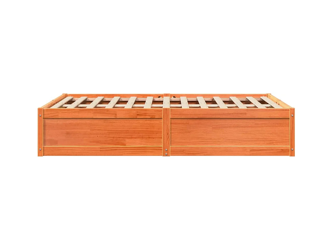 Lit double cire marron 120x200 cm bois de pin massif FR69496