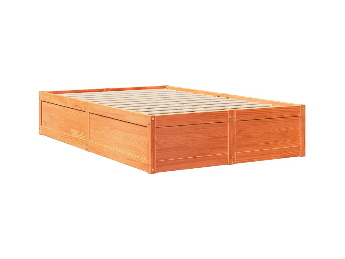 Lit double cire marron 120x200 cm bois de pin massif FR69496