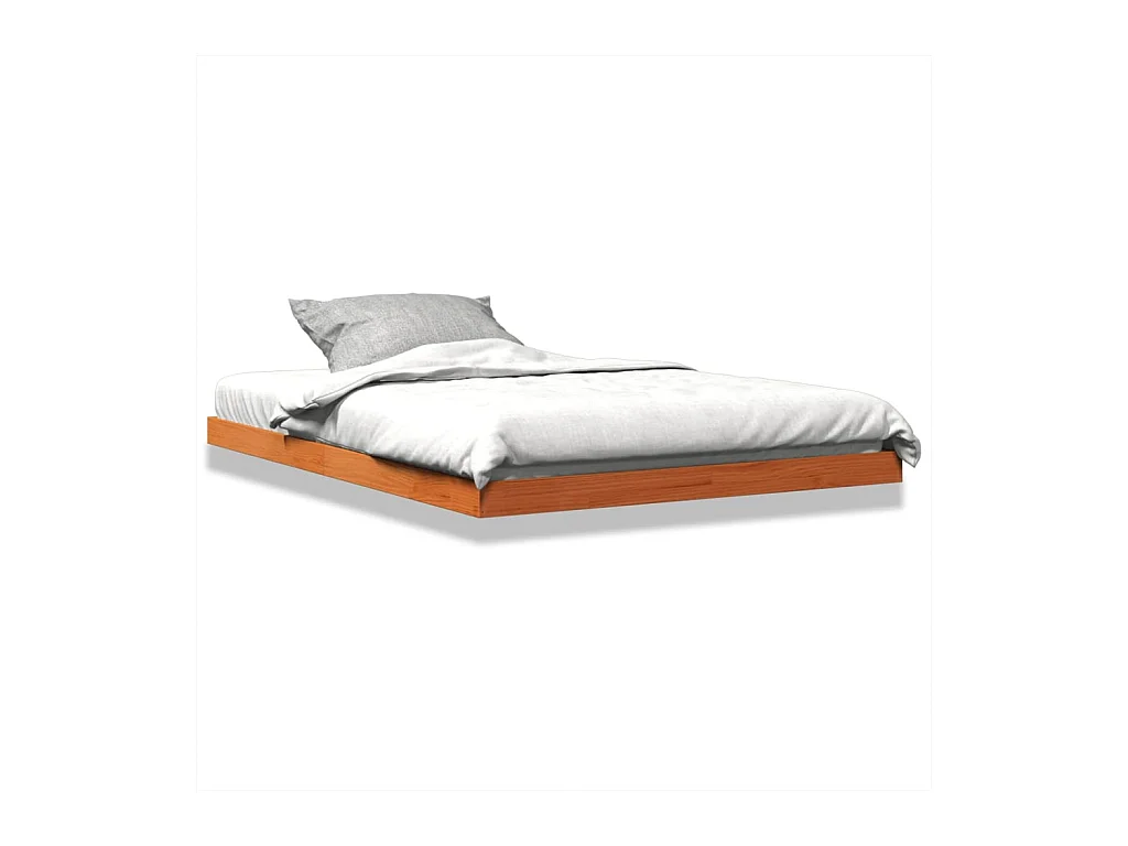 Lit double cire marron 135x190 cm bois de pin massif FR89539