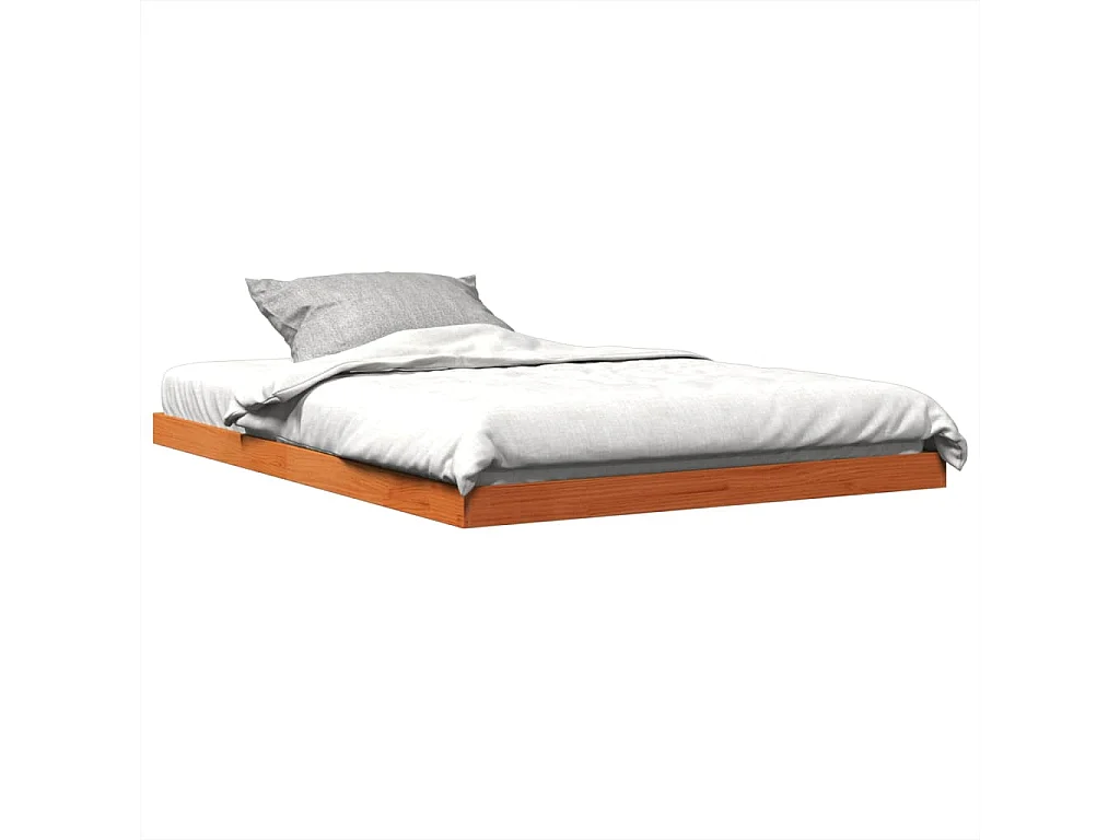 Bedframe massief grenenhout wasbruin 135x190 cm BE716800