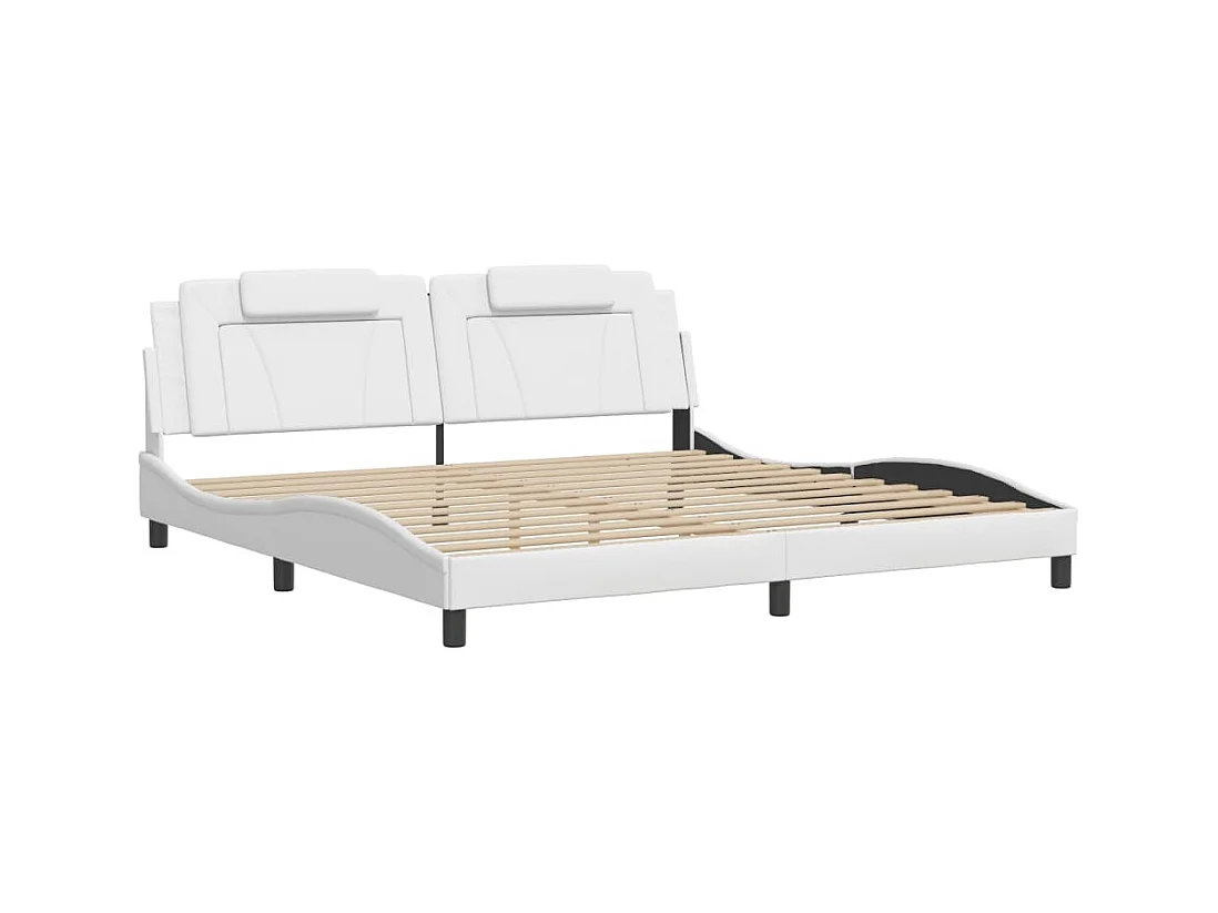 Lit double avec lumières LED blanc 200x200 cm similicuir FR67175