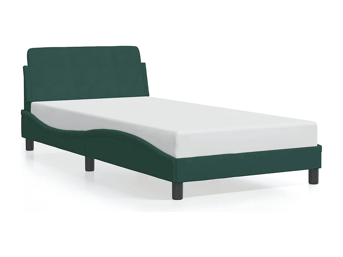 Lit simple + tête de lit Vert foncé 100x200 cm Velours FR47170