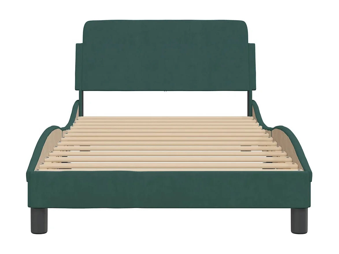 Lit simple + tête de lit Vert foncé 100x200 cm Velours FR47170