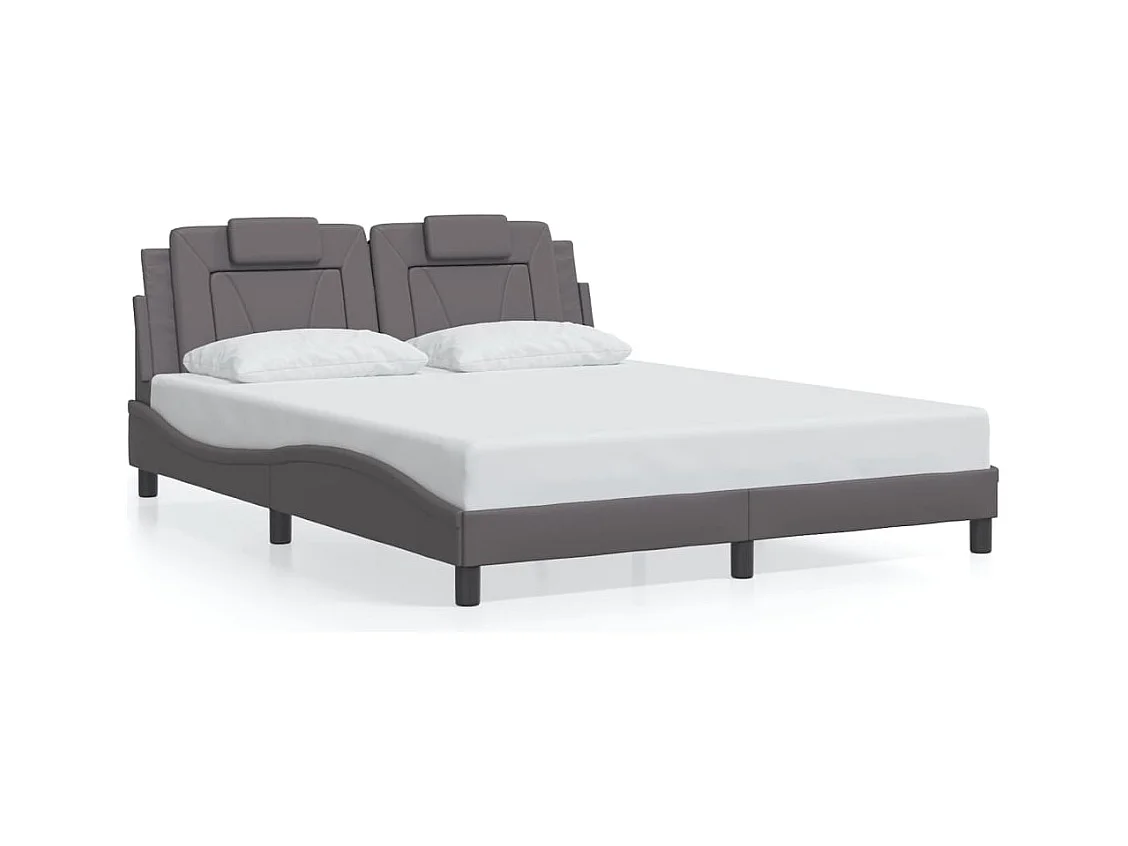 Lit double avec lumières LED gris 160x200 cm similicuir FR79095