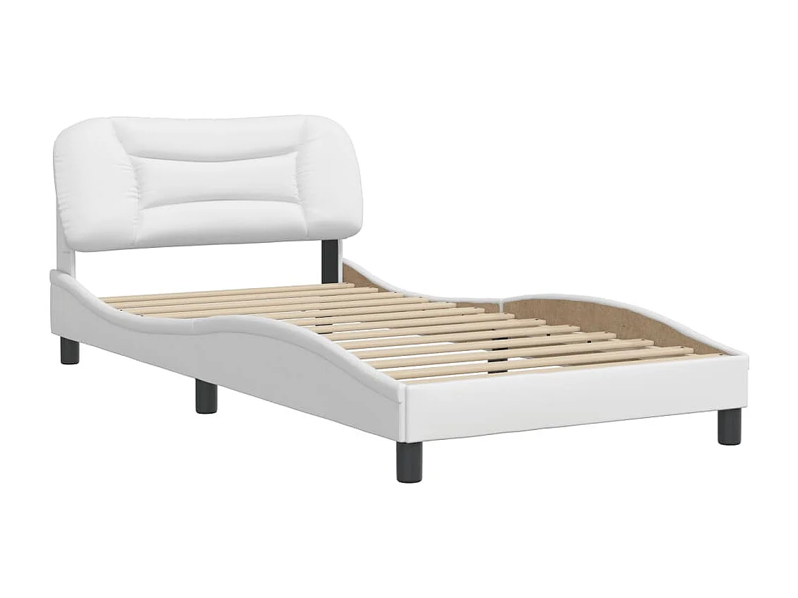 Lit simple + tête de lit Blanc 100x200 cm Similicuir FR20371