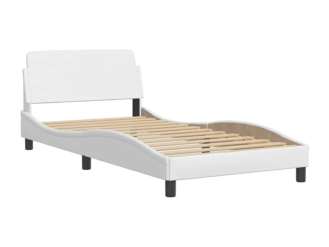 Lit simple + tête de lit Blanc 100x200 cm Similicuir FR20371