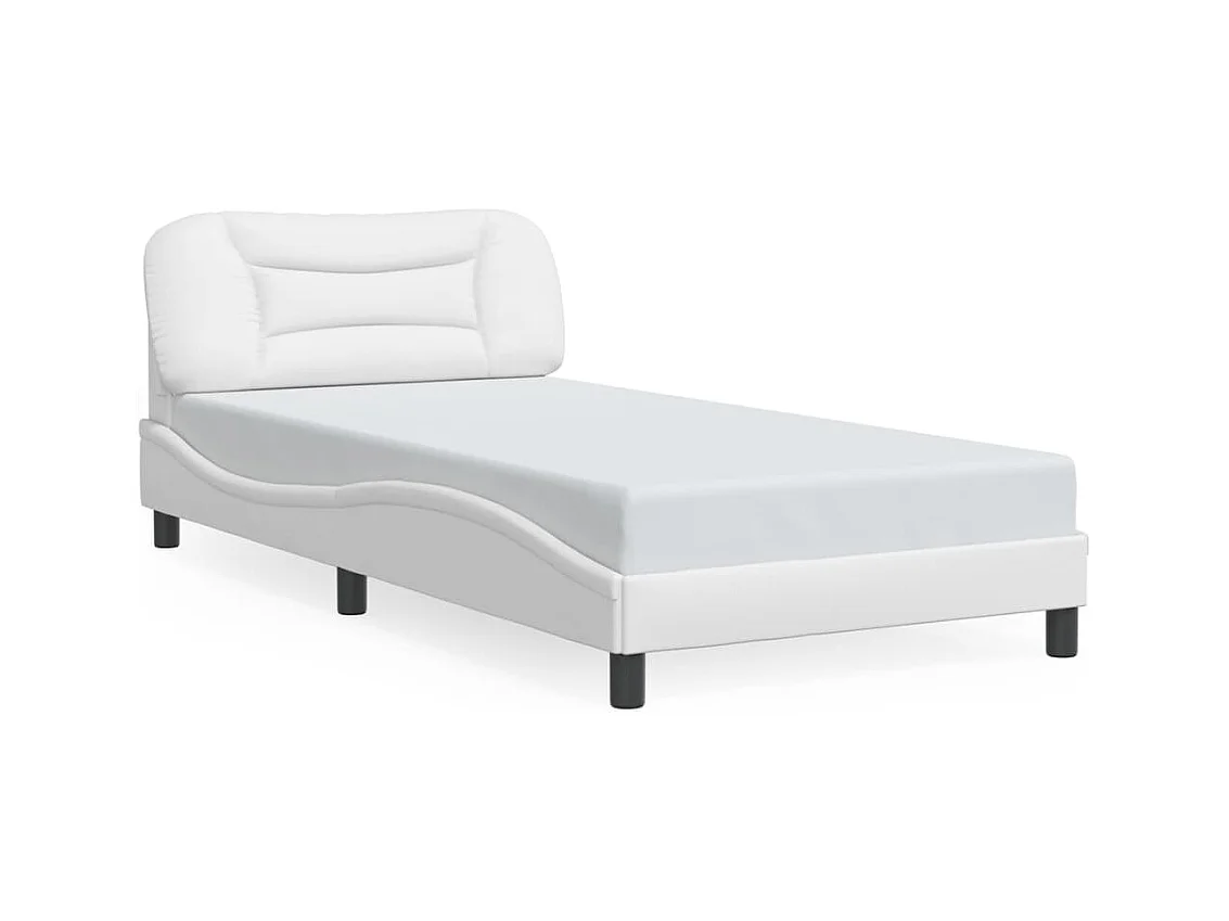 Lit simple + tête de lit Blanc 100x200 cm Similicuir FR20371