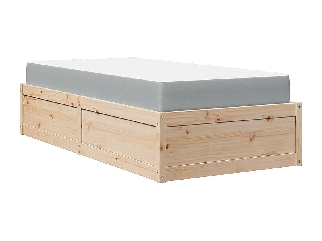 Lit adulte + matelas 100x200 cm bois massif de pin FR48017