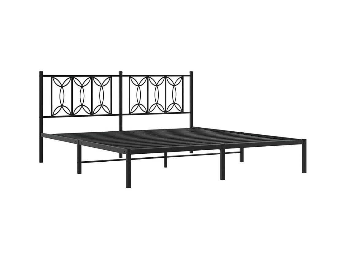 Cama matrimonial- 183x213 cm con cabecero metal negro ES236807