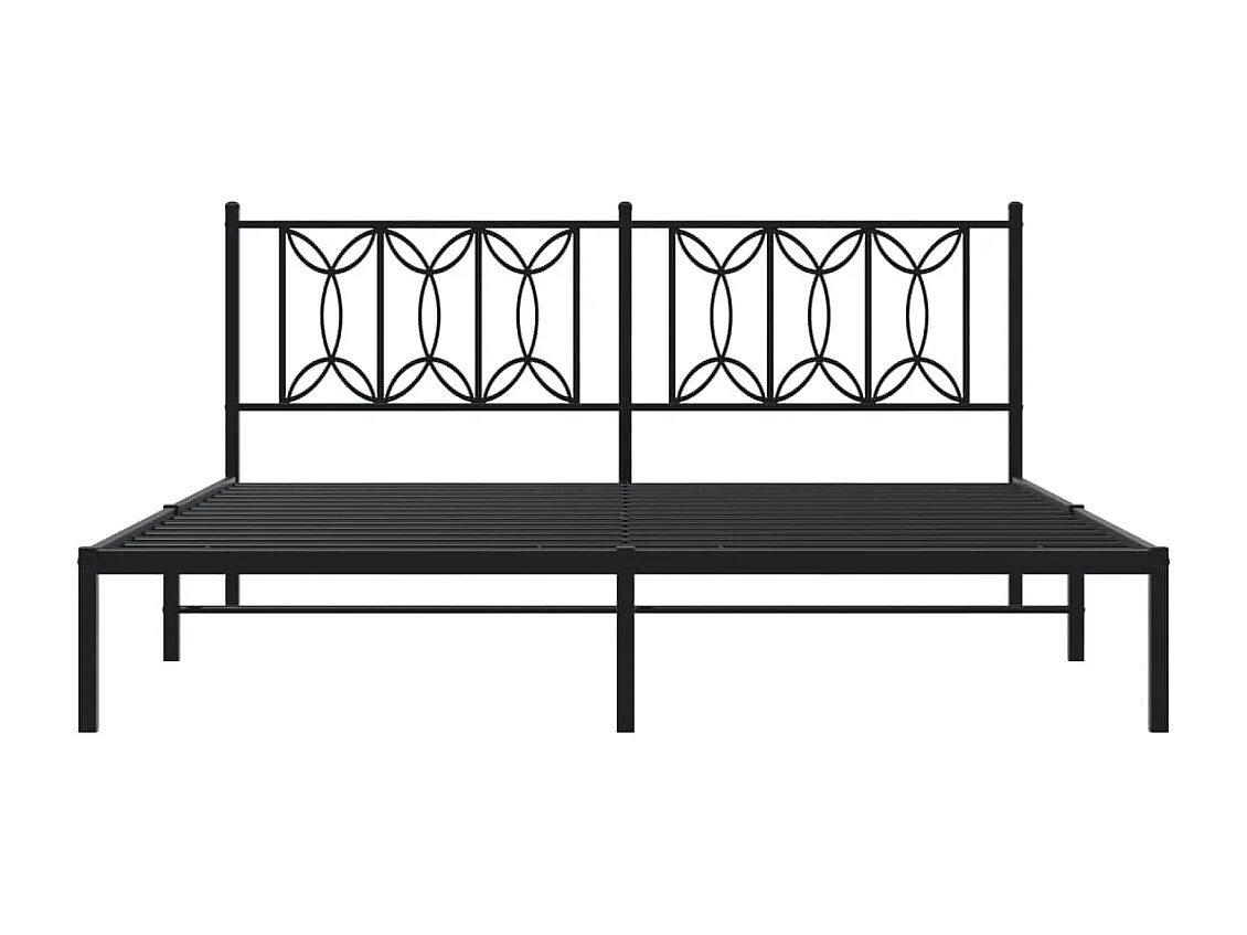 Lit double métal + tête de lit noir 183x213 cm FR38265
