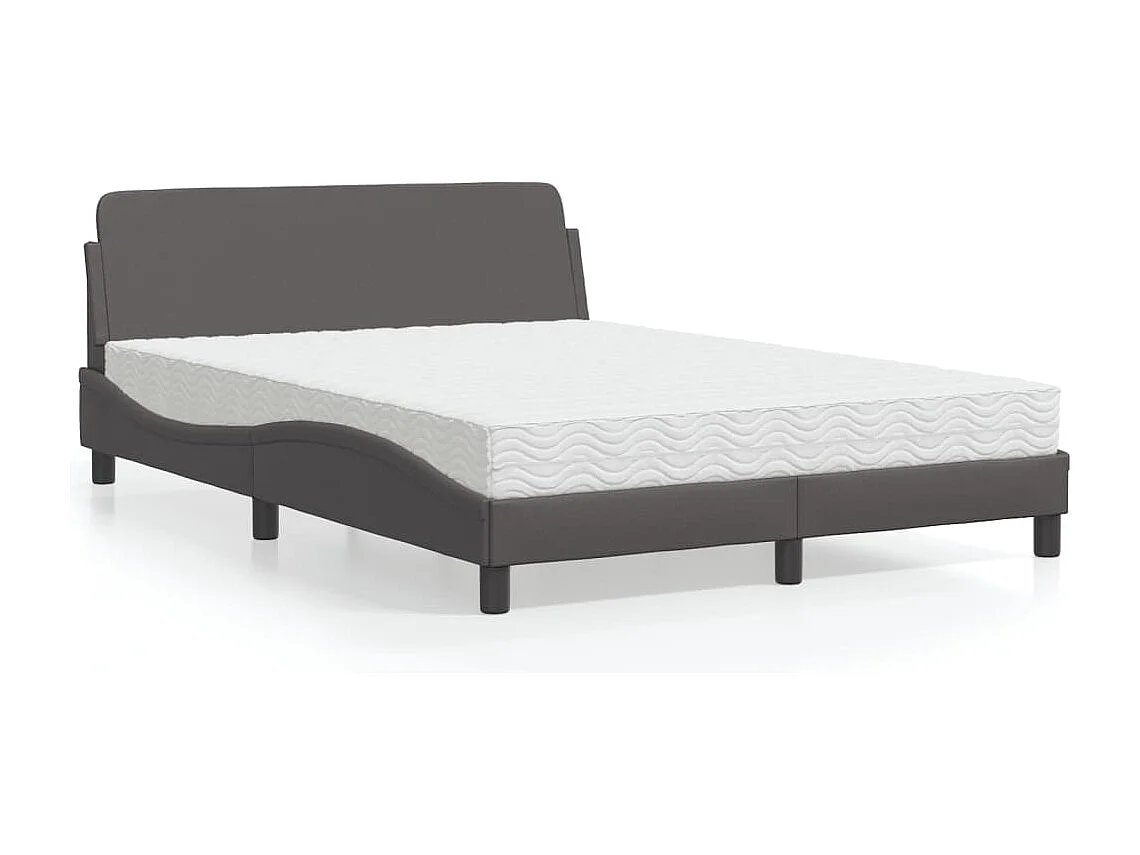Bed met matras kunstleer grijs 140x200 cm BE159750