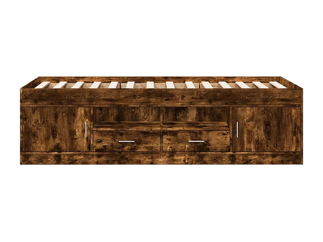 Cama individual - 75x190 cm con cajones madera ingeniería roble ahumado ES557028