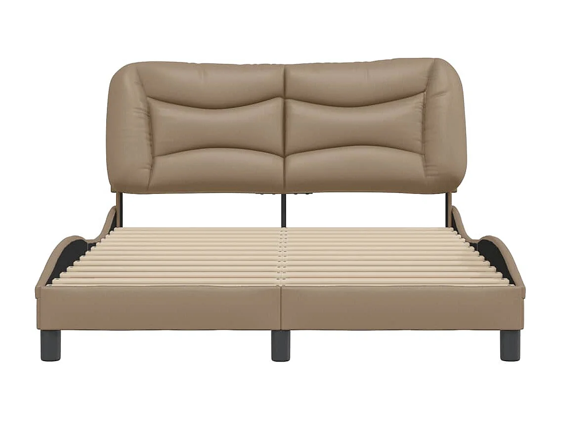 Lit double + tête de lit Cappuccino 140x190 cm Similicuir FR18062