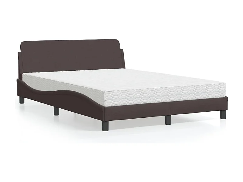 Lit adulte + matelas marron foncé 140x190 cm tissu FR11454
