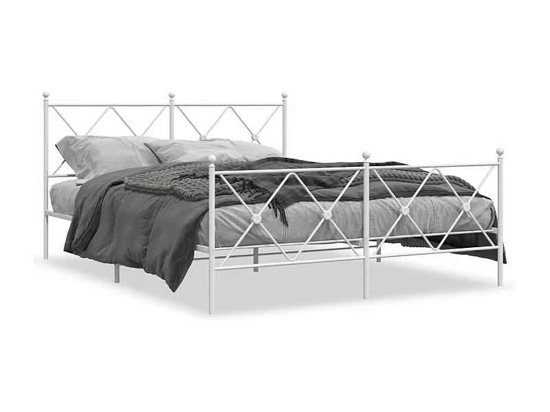 Cama com cabeceira e pés 160x200 cm metal branco PT993101