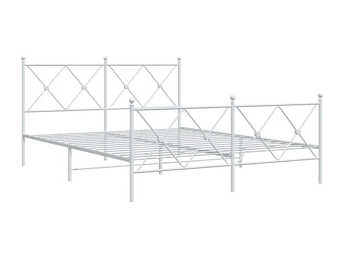 Cama 160x200 cm - metal con cabecero y estribo blanco ES953487