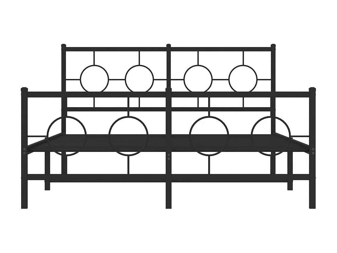 Lit double métal + tête de lit/pied de lit noir 135x190 cm FR98898