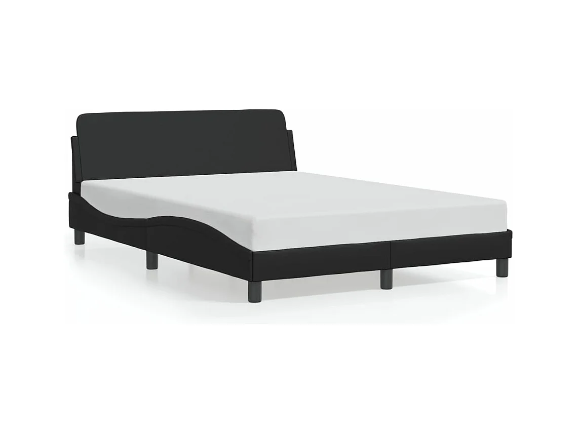 Cama matrimonial- 140x200cm con cabecero cuero sintético negro ES143578