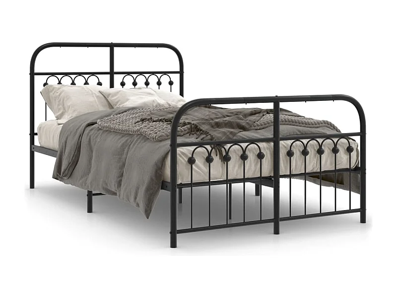 Cama matrimonial- 120x190 cm con cabecero y pie metal negro ES903140