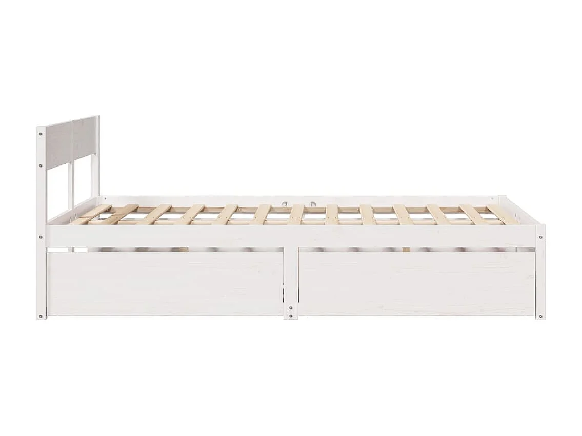 Lit double avec tiroirs blanc 120x190 cm bois pin massif FR71847