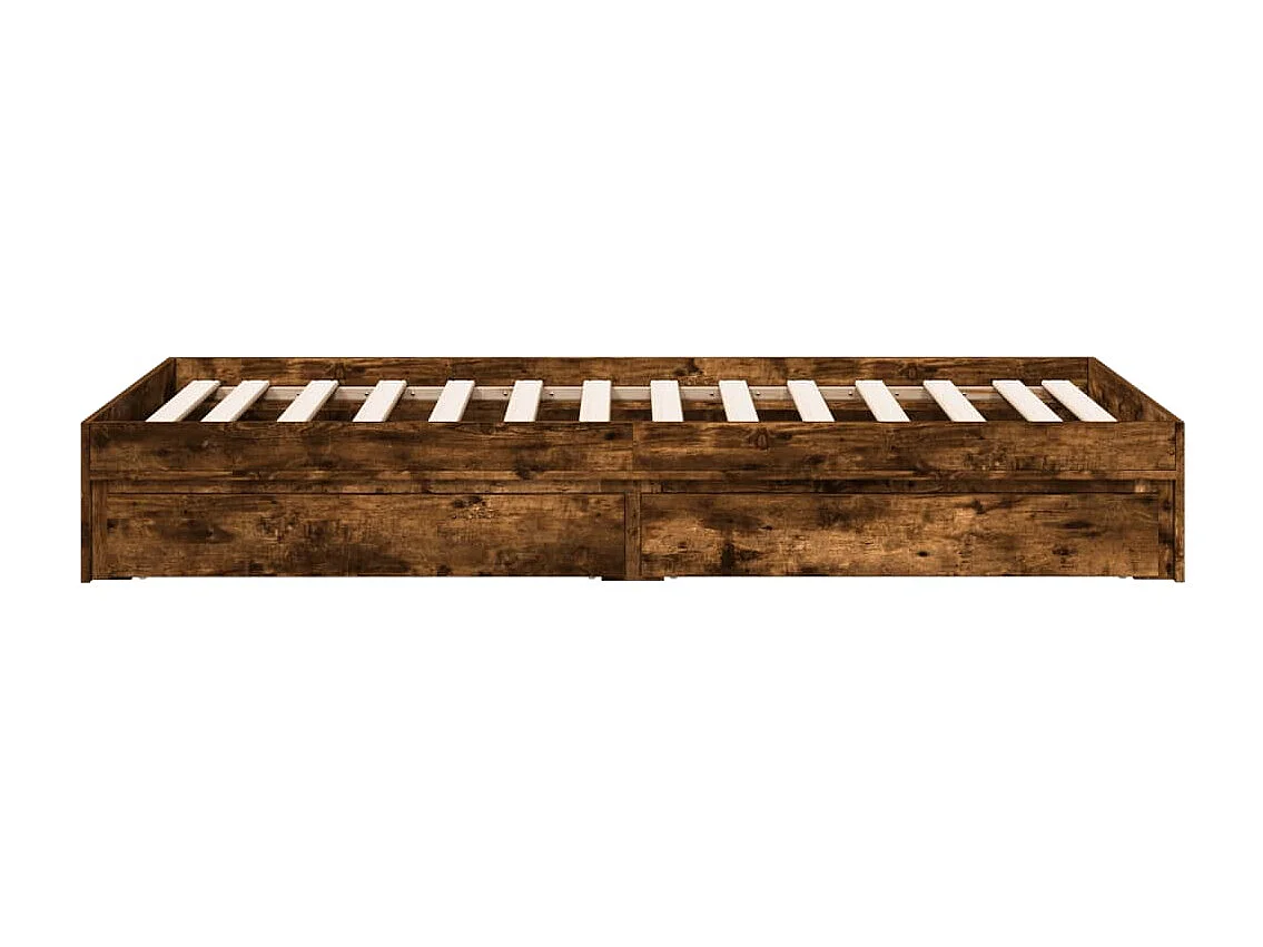 Cama 100x200 cm con cajones madera de ingeniería roble ahumado ES230561