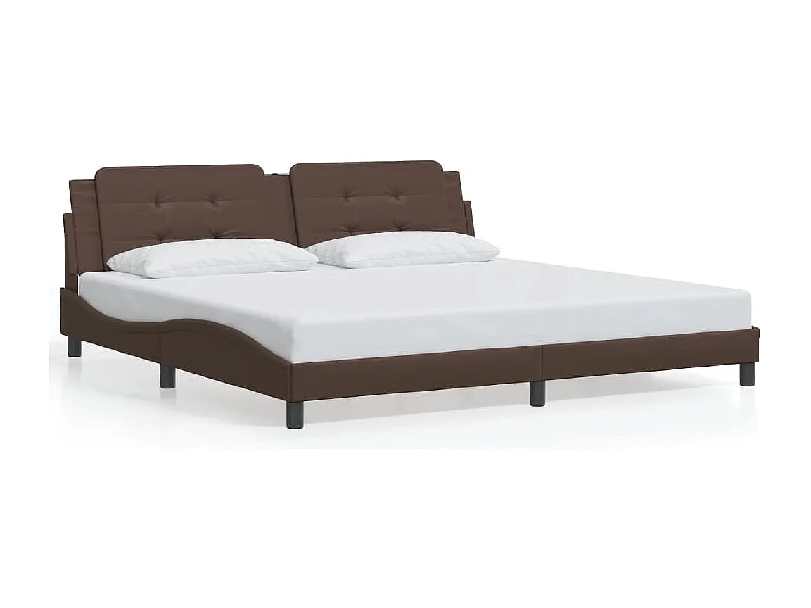 Lit double + tête de lit marron 200x200 cm Similicuir FR68683