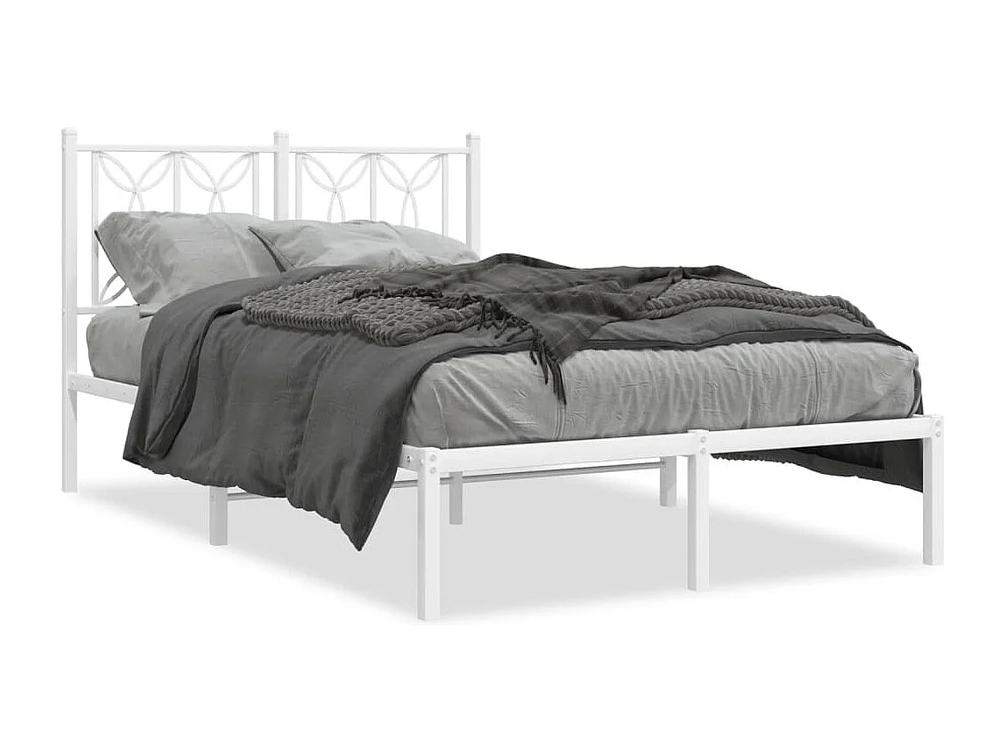 Bedframe met hoofdbord metaal wit 120x190 cm BE866434