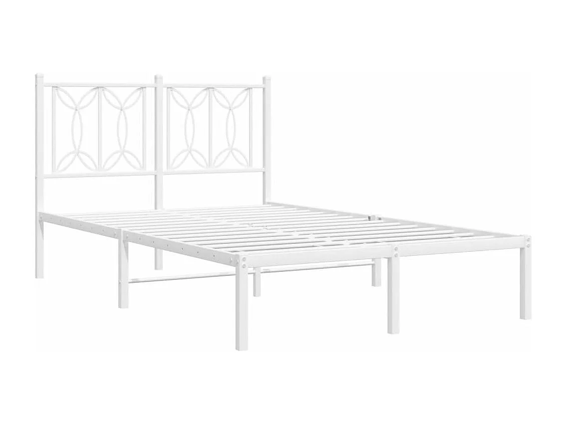 Lit double métal + tête de lit blanc 120x190 cm FR92268