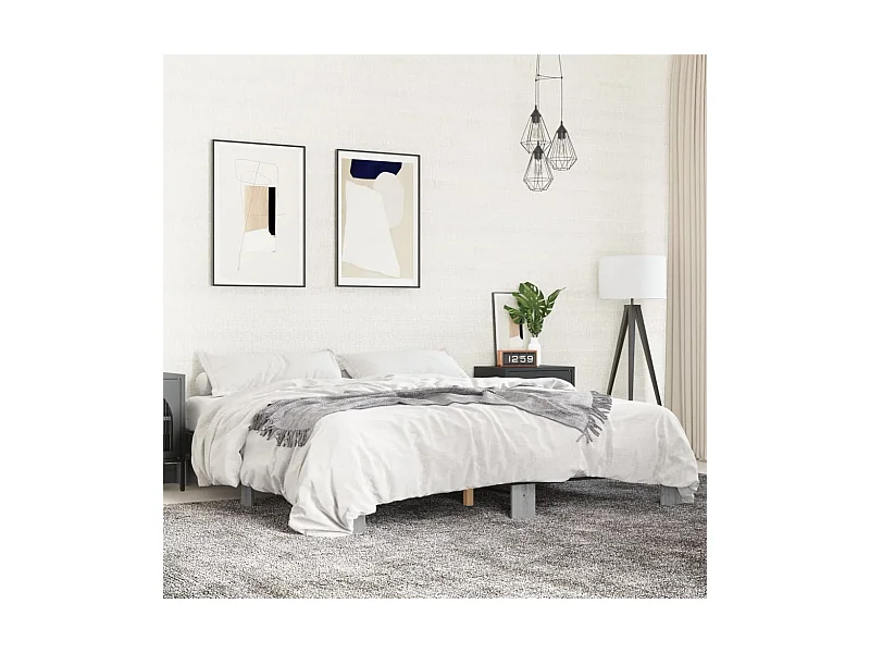 Lit double sonoma gris 160x200 cm bois d'ingénierie et métal FR34613