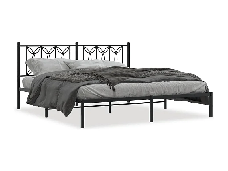 Cama matrimonial- 180x200 cm con cabecero metal negro ES845876
