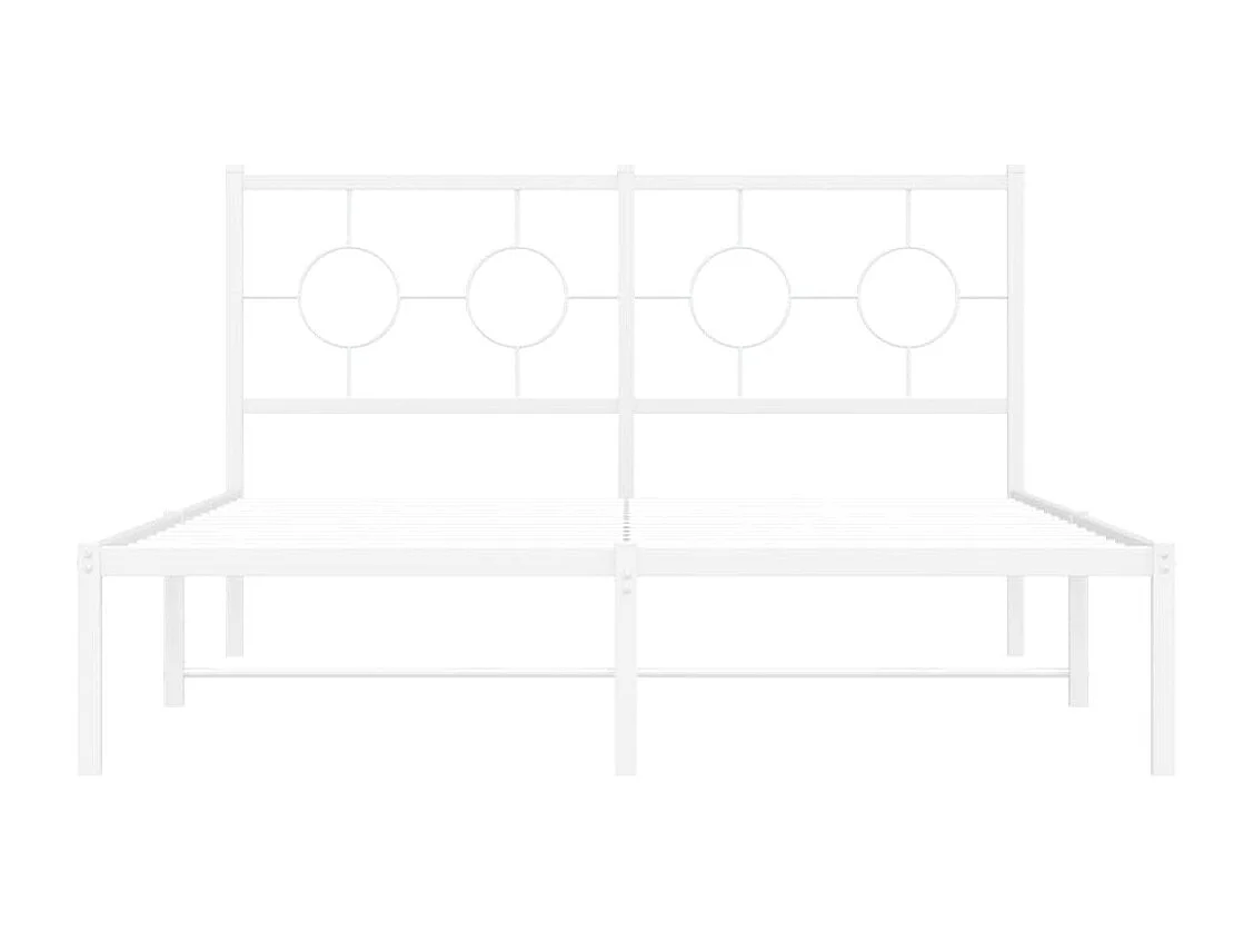 Lit double métal + tête de lit blanc 140x190 cm FR15059