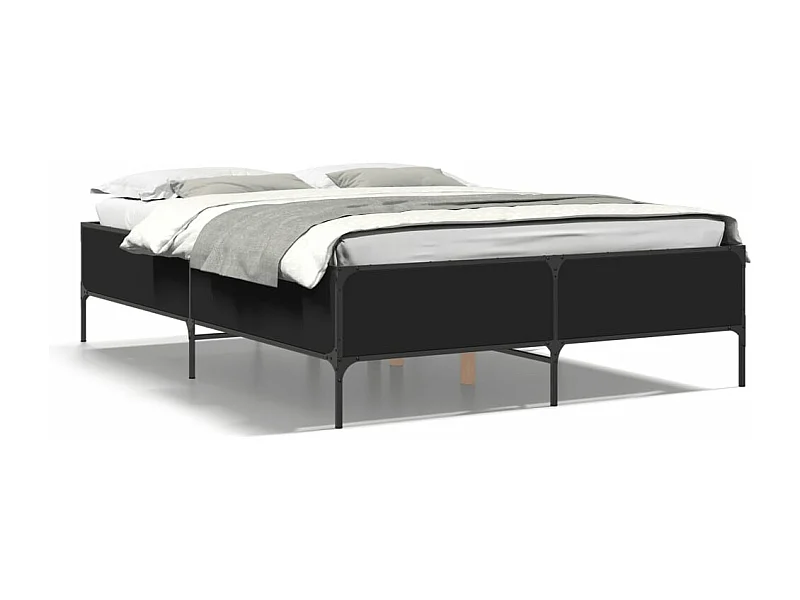 Cama matrimonial- 135x190cm madera de ingeniería y metal negro ES850469
