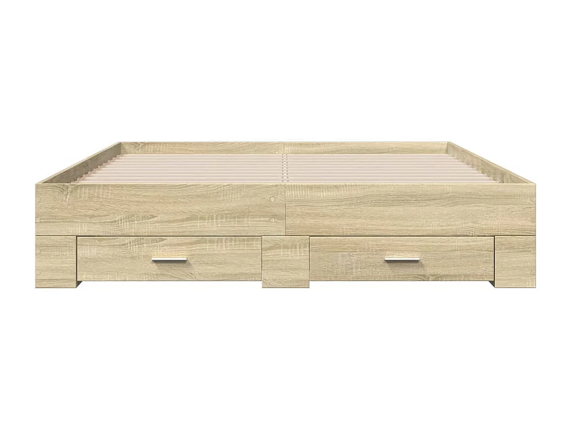 Cama 150x200 cm con cajones madera ingeniería roble Sonoma ES595639