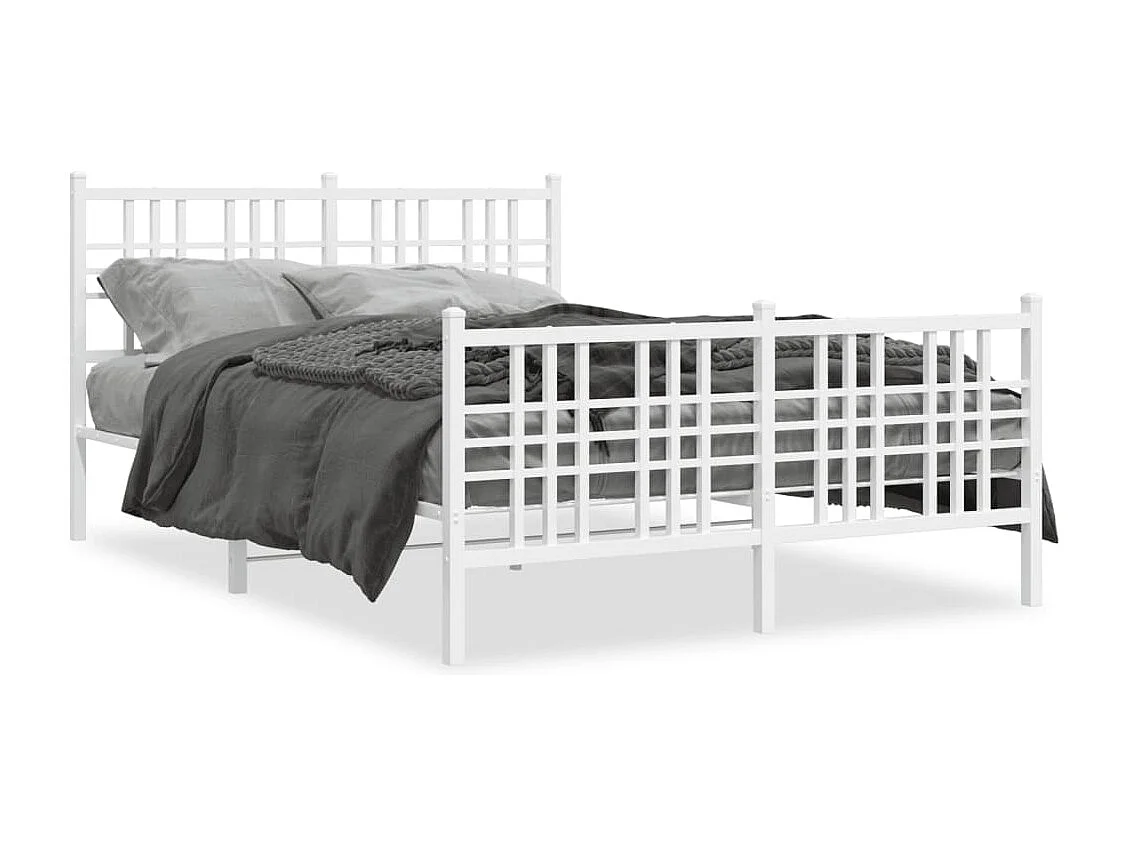 Bedframe met hoofd- en voeteneinde metaal wit 140x200 cm BE531244