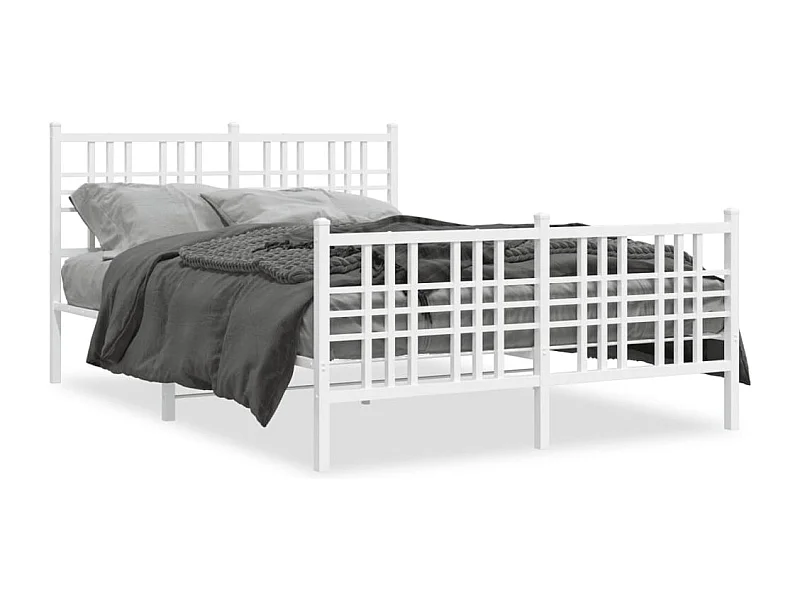 Cama com cabeceira e pés 140x200 cm metal branco PT163393
