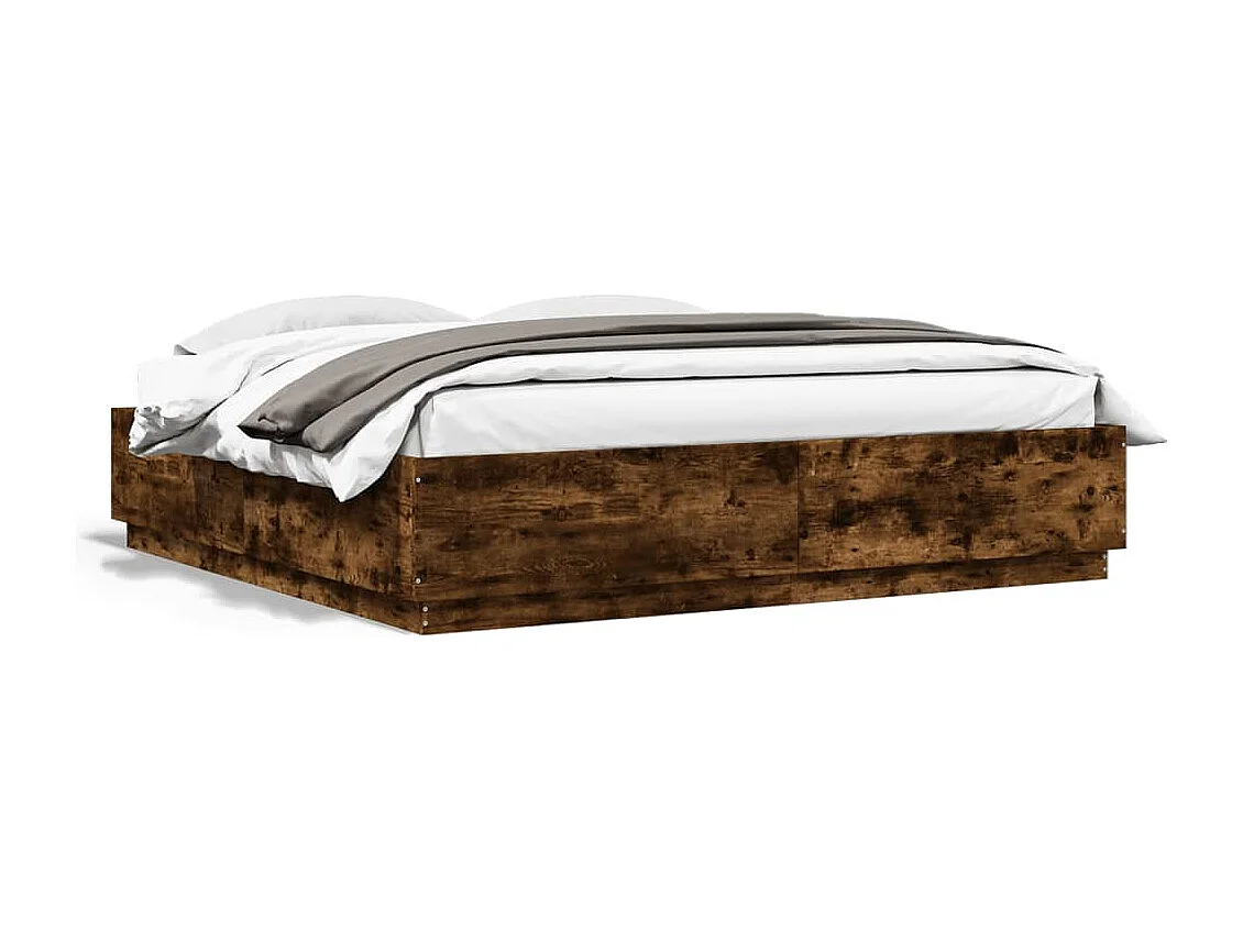 Bedframe met LED-verlichting gerookt eikenkleurig 180x200 cm BE992670