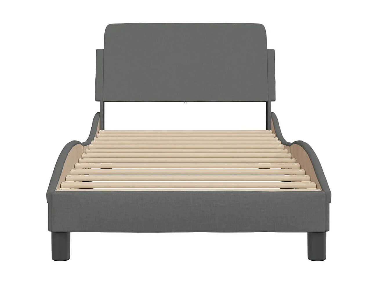 Cama c/ cabeceira tecido 80x200 cm cinza-escuro PT646727