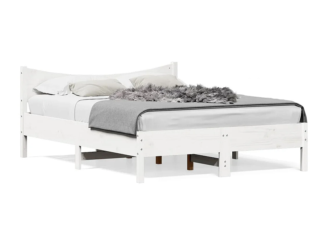 Cama matrimonial- 120x200 cm sin colchón madera de pino blanca ES450304