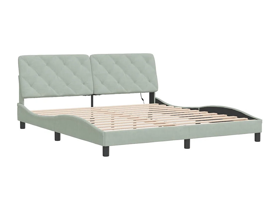 Cama c/ luzes LED 180x200 cm veludo cinzento-claro PT117944