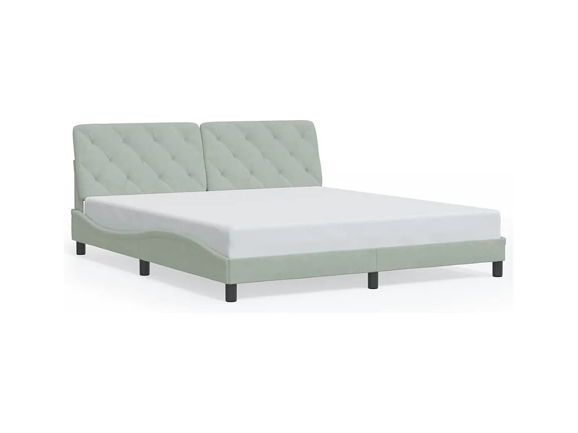Lit double avec lumières LED gris clair 180x200 cm velours FR72734