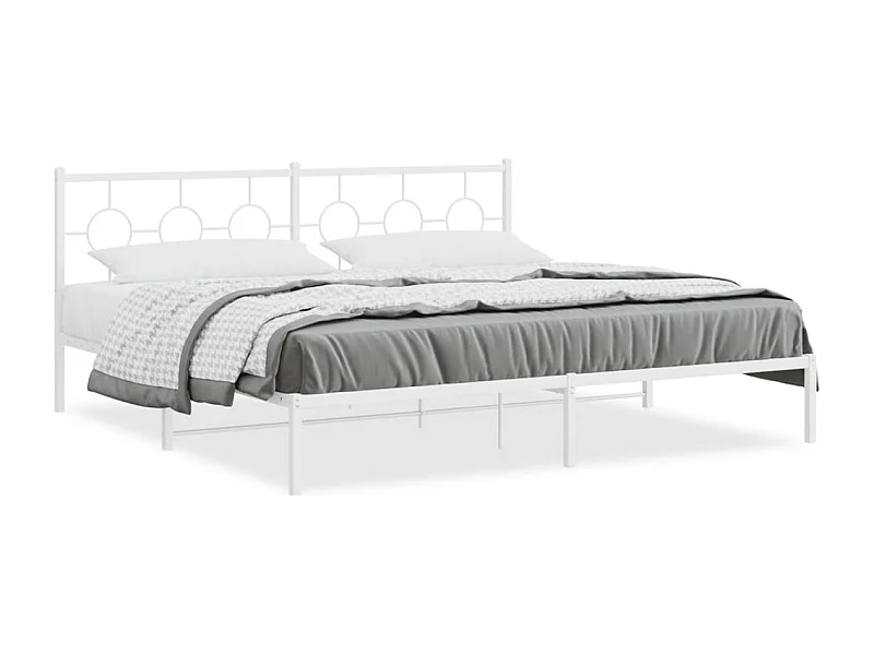 Cama com cabeceira 193x203 cm metal branco PT613165