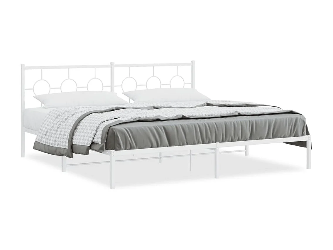 Bedframe met hoofdbord metaal wit 193x203 cm BE651225