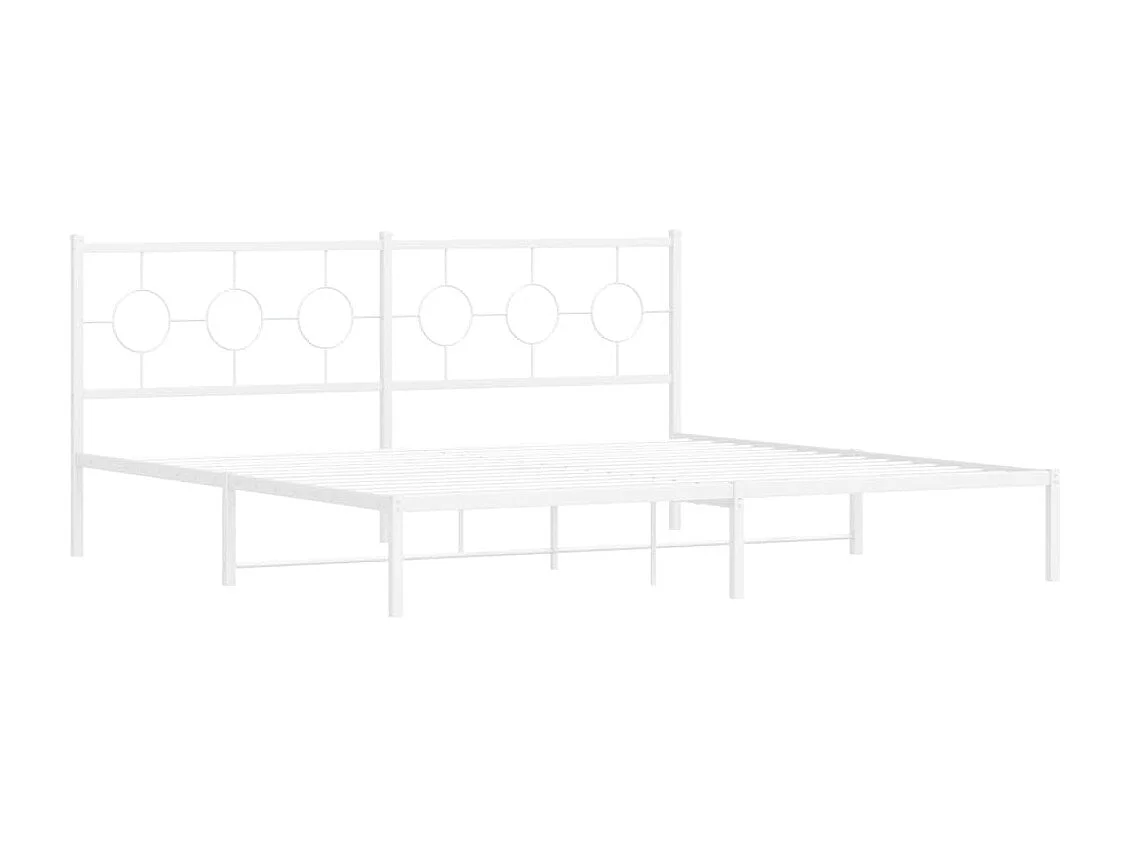 Bedframe met hoofdbord metaal wit 193x203 cm BE651225