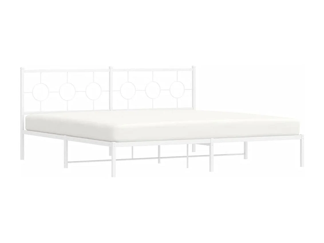 Bedframe met hoofdbord metaal wit 193x203 cm BE651225