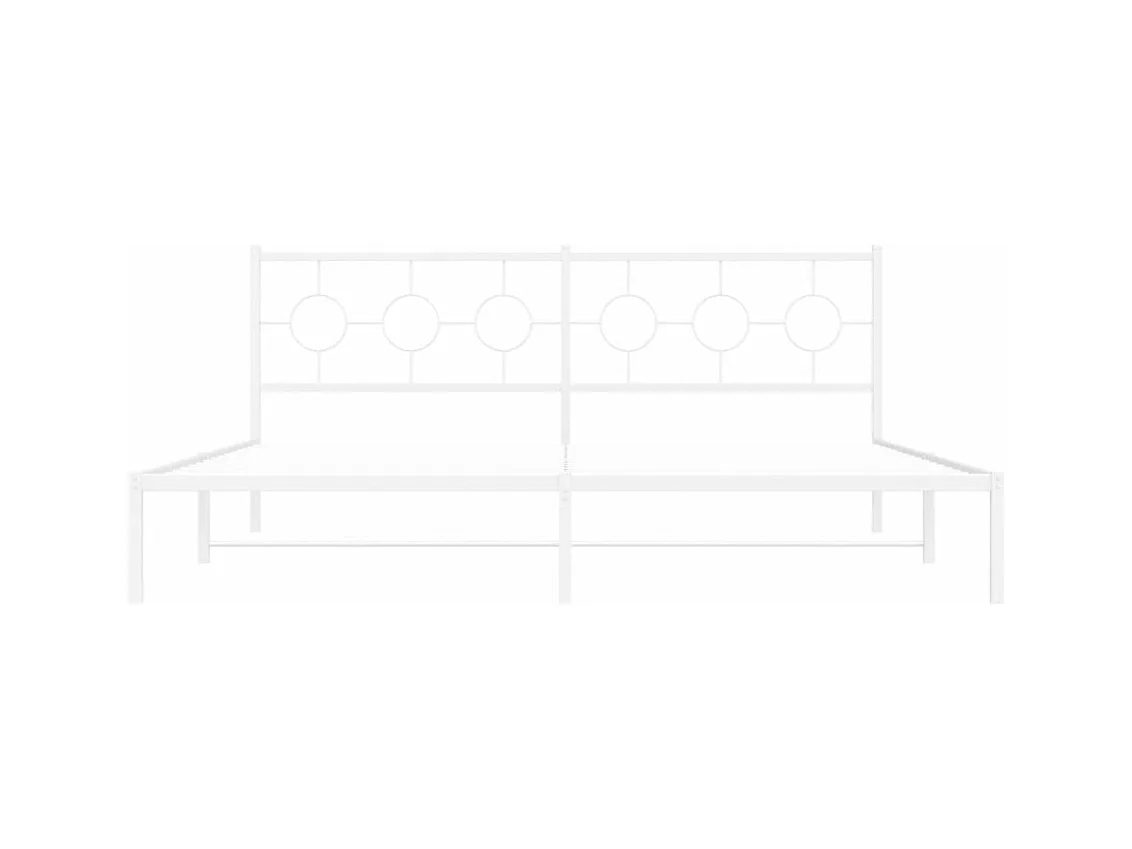 Cama matrimonial- 193x203 cm de metal con cabecero blanco ES870277
