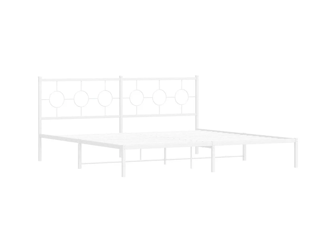 Cama matrimonial- 193x203 cm de metal con cabecero blanco ES870277