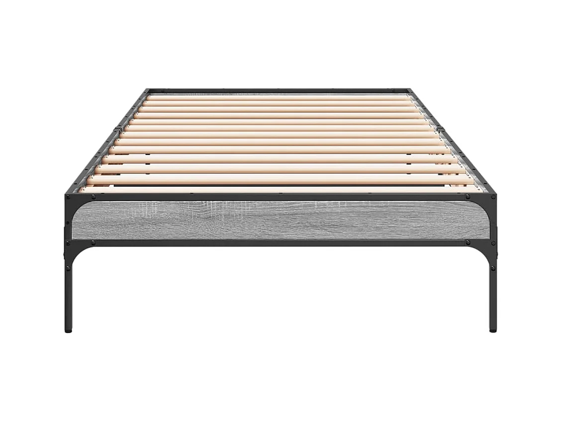 Bedframe bewerkt hout en metaal grijs sonoma eiken 90x190 cm BE562363